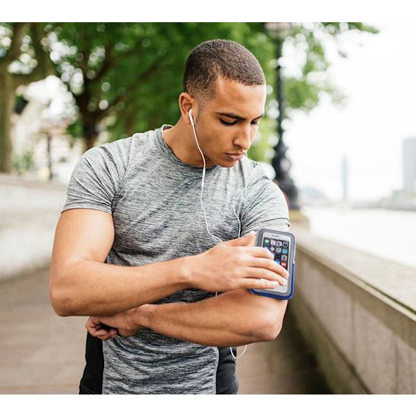 Vattentät löpararmband för utomhusbruk för män och kvinnor, passar telefoner på 5,1-7 tum (Plus size-6,6-7 tum mobiltelefon)   blå