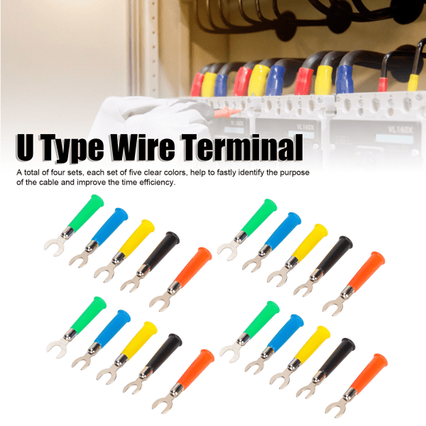 4 set U-typ trådkontakt 6 mm svetsbar bra ledningsförmåga 5 färger mässing för bindningsstolpe