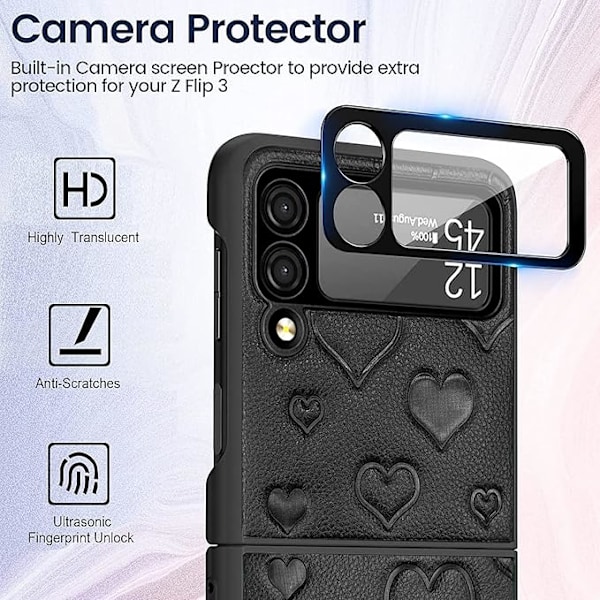 Samsung Galaxy Flip 3 -kotelo saranasuojalla, kokovartalosuojakotelo puoliautomaattisella sarana- ja linssisuojalla, tukee langatonta latausta