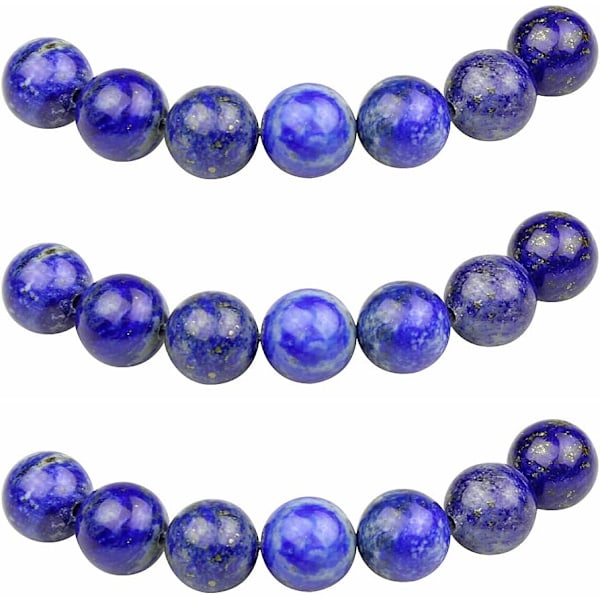 Naturliga runda stenpärlor kungsblå 8mm Lapis Lazuli lösa ädelstenspärlor för smyckestillverkning armband halsband 43st
