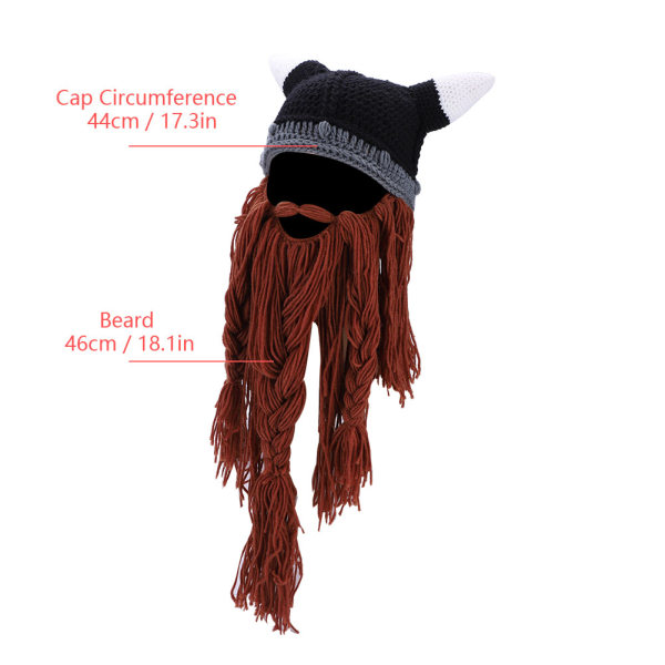 Vinter Varm Pirate Horn Style Strikket Hekle Slouch Baggy Beret Beanie Hat Cap Brun