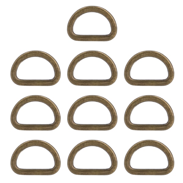 10 stk D-ringer Pålitelig Slitesterk Glanset Komfortabel Liten Kompakt Dekorativ Veskespenner for gjør-det-selv-håndverk Bronze