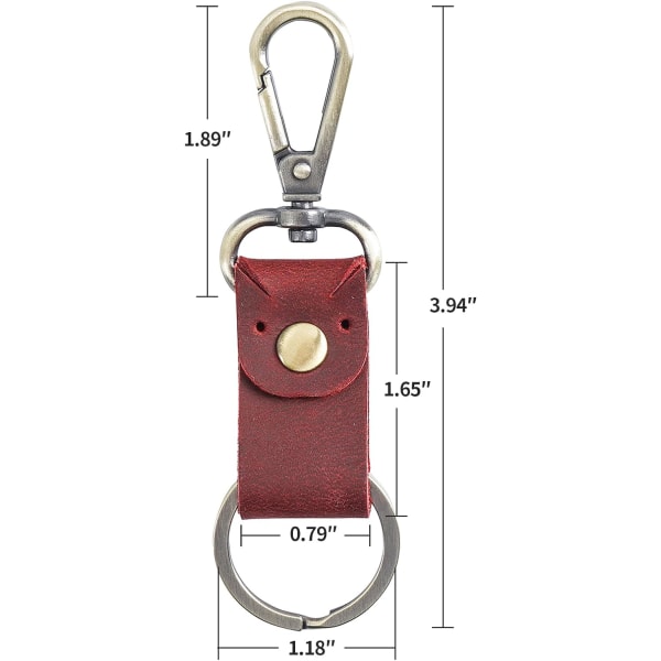 Aito nahkainen avaimenperä, pieni avaimenperä miehille ja naisille, avaimenpidin miesten vyön avaimenperälenkki, JC307 2pack-red