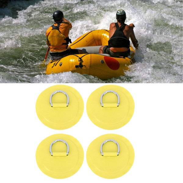 D Ring Patch Pyöreä Kevyt D Ring PVC -merkki kumiveneen surffilaudalle seisomaan meloa 4 kpl keltainen