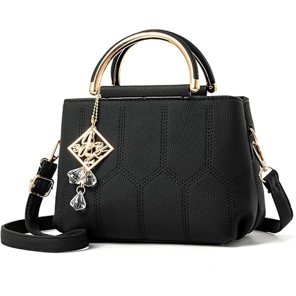 Små Handväskor Dam Crossbody Väska Topphandtag Väska Elegant Axelväska PU Läder Topphandtag Väska Satchel Väska Telefonväska för Casual D black