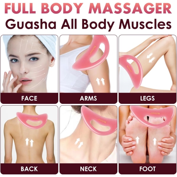 Gua Sha Massageverktyg Full Body Sculptor, Stort Massageverktyg för Kroppsskulptering, Blodflöde, Anti Celluliter och Muskelavslappning, Rosa Pink