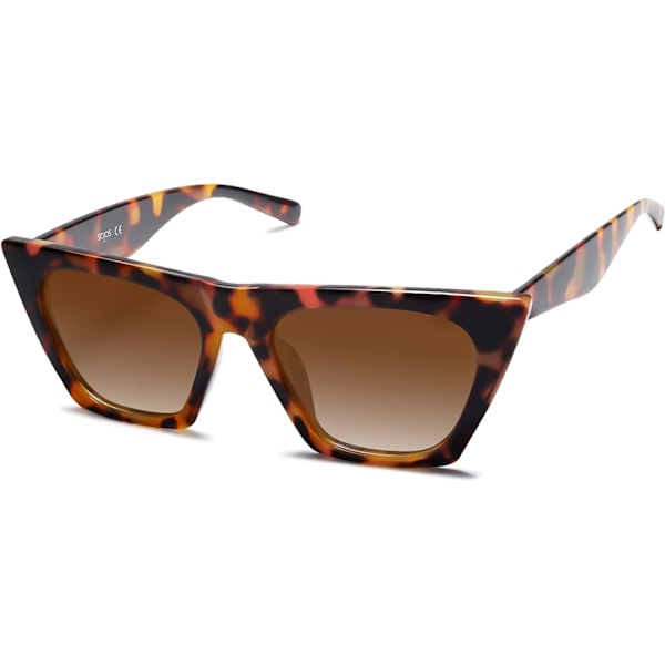 Overdimensjonerte firkantede Cateye-solbriller med polarisering for kvinner og menn Brown Tortoise Brown