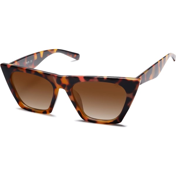 Oversized firkantede Cateye polariserede solbriller til kvinder og mænd Brown Tortoise Brown