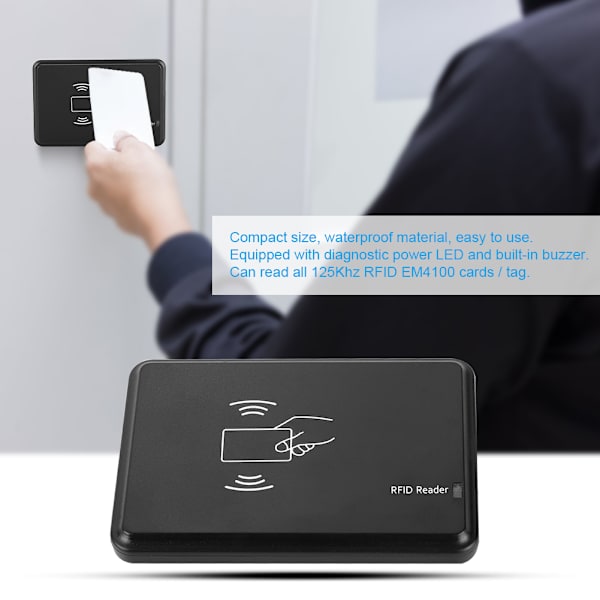 Bärbar 125KHz ID-kortläsare Drive Free med USB-kabelstöd för Windows-system