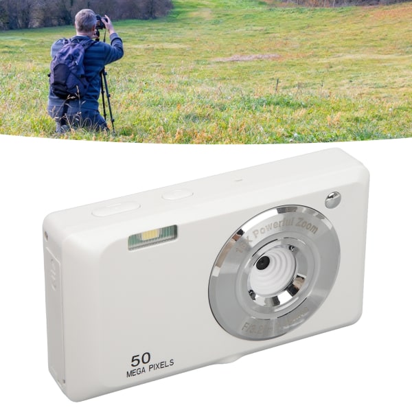 4K digitalkamera för barn och tonåringar 50MP 2,7 tum HD TFT-skärm 16x zoom autofokus ansiktsigenkänning kompaktkamera för resefotografering vloggar Silver