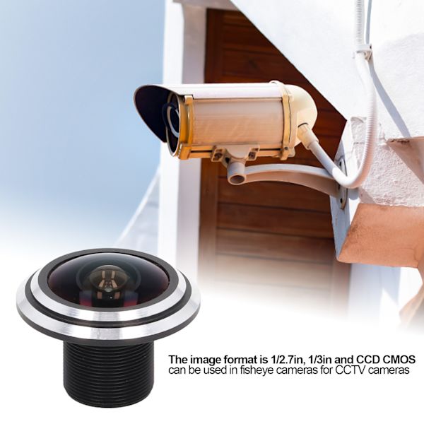 5MP Fisheye-objektiv Högupplöst 1,8 mm Brännvidd Fast Bländare Aluminiumlegering för CCTV-kamera