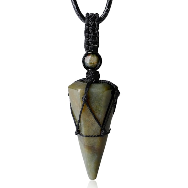 Helende krystalsten spids halskæde justerbar sort reb naturlige ædelsten vedhæng halskæder smykker til mænd kvinder Multi Indian Agate