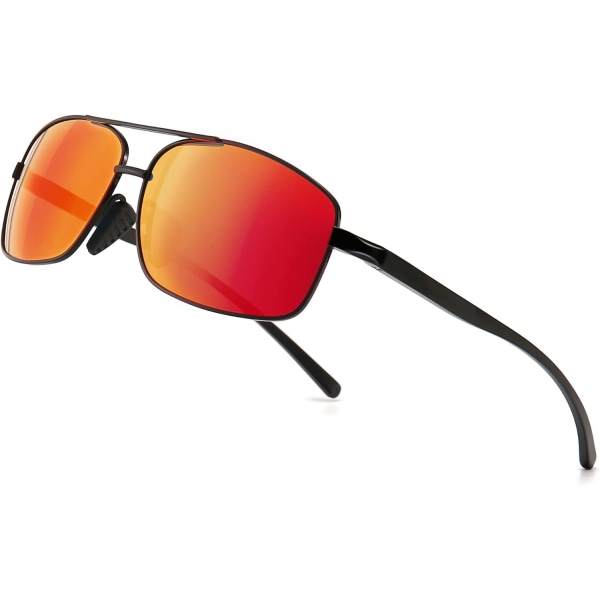 Ultra lette rektangulære polariserede solbriller UV400 beskyttelse Black Frame Red