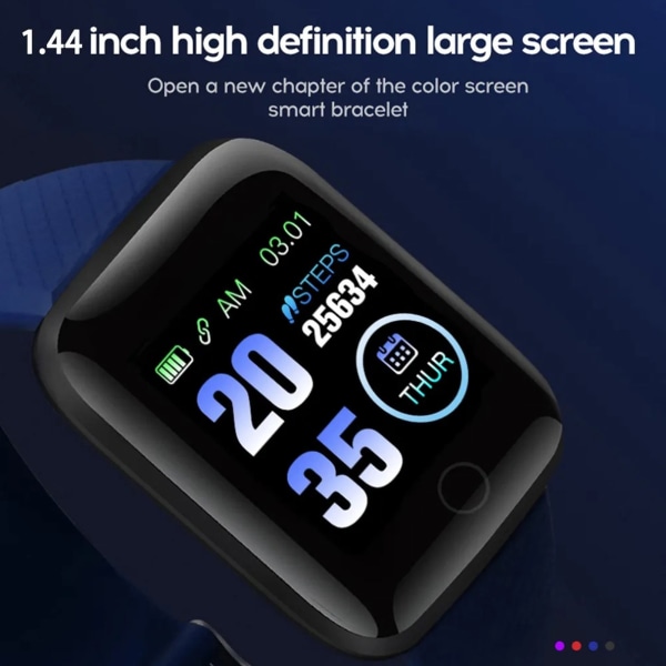 116 Plus Smart Watch 1,3 tommers TFT fargeskjerm IP67 vanntett sports smartklokke med Bluetooth-meldingspåminnelse Blue