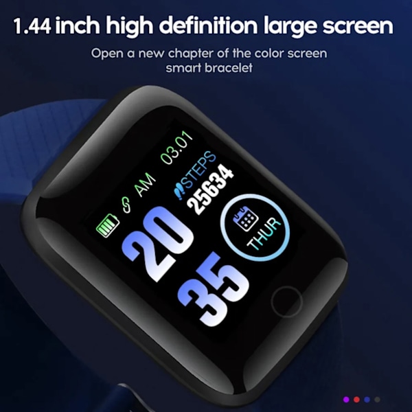 116 Plus Smart Watch 1,3 tums TFT färgskärm IP67 Vattentät Sport Smart Watch med Bluetooth meddelandepåminnelse Blue