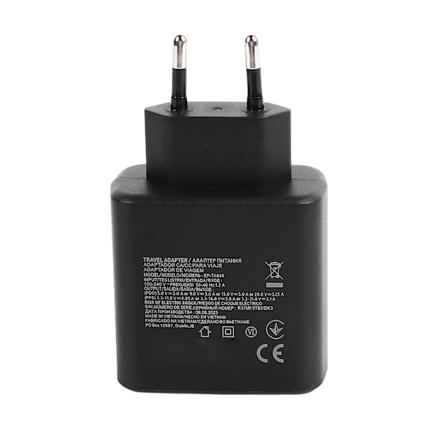 Galaxy S22:n PD 45 W:n pikalaturi, puhelinlaturin sovitin Android-laitteille, EU-pistoke 100–240 V, musta