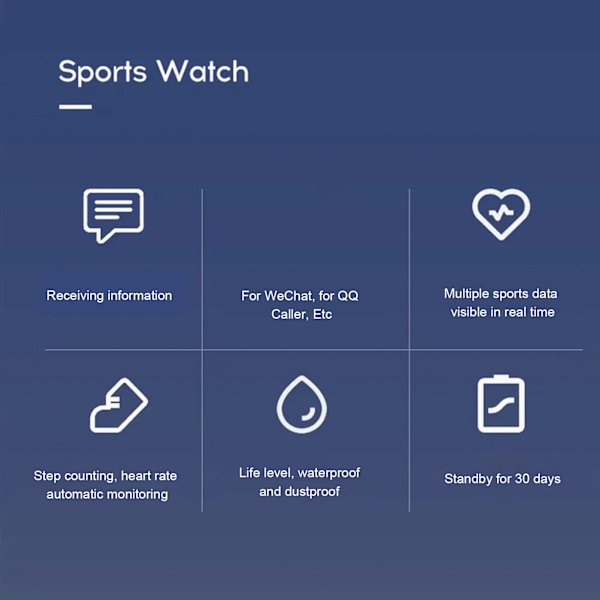 116 Plus Smart Watch 1,3 tums TFT färgskärm IP67 Vattentät Sport Smart Watch med Bluetooth meddelandepåminnelse Blue