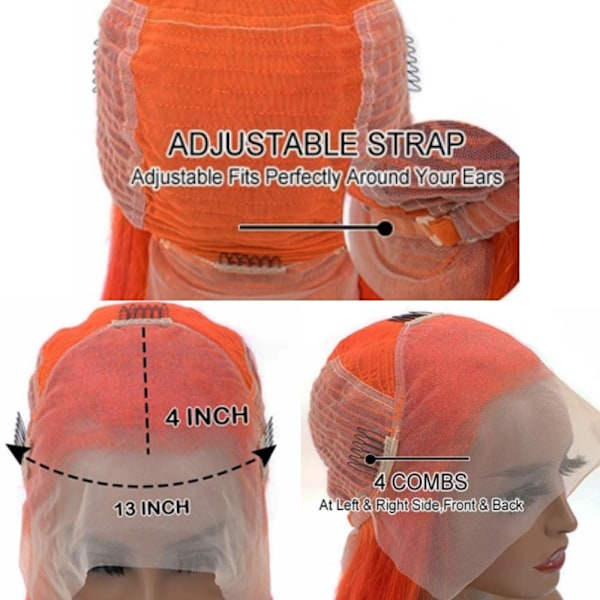 Spetsfrontperuker Människohår Färgat Ingefära Orange Rak Spetsfrontperuk 13x4 Hd Transparenta Främre Peruker Människohår Förplockad Ingefära Peruk Människohår Ginger Orange 26 Inch