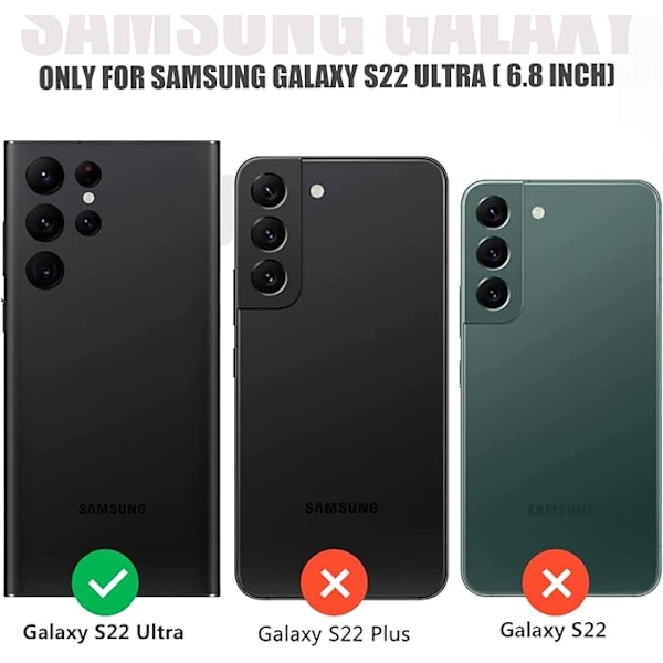 Til Samsung Galaxy S22 Ultra Wallet Case, [Blomsterpræget] Premium PU Læder Wallet Flip Beskyttende Telefon Cover med Kortlomme