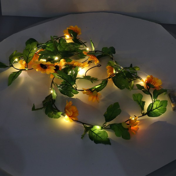 3 st solros ljusslingor 7,8ft 20 LED batteridrivna ljusslingor bröllopsbakgrund blomma rotting dekoration