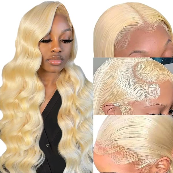 13x6 613 Lace Front Peruk Människohår Body Wave Lace Front Limfria Peruker Människohår Blond Peruk Människohår 180% HD Lace Frontal Peruker Människohår Pre Pluck Light Gold 22 Inch