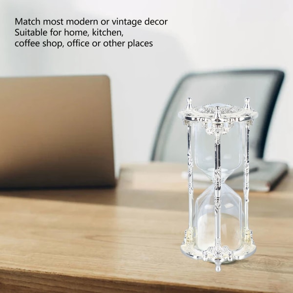 Antik Sand Timeglas Timer Metal Elegant 15 Minutter Dekorativ Timeglas til Bryllup Hjemmekontor White