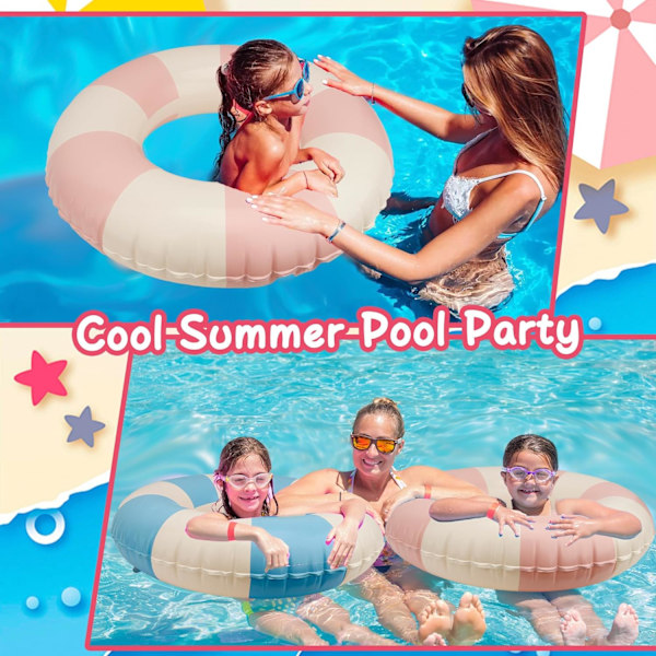 2-pack Pool Floats för Barn - Uppblåsbara Badringar för Pojkar & Flickor, Runda Flytande Ringar för Pool, Strand & Sjö, Sommarvattenleksaker, Bl 2pcs Blue