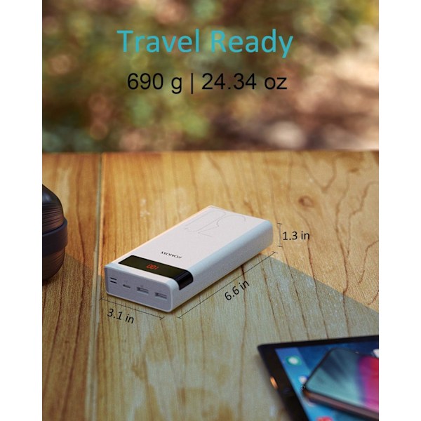 30000mAh Powerbank, 18W Type C PD Hurtig Opladning Bærbar Oplader med 3 Udgange og 3 Indgange, Kæmpe Kapacitet Eksternt Batteri