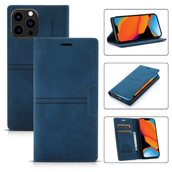 Fodral för iPhone 11 Pro Fodral med korthållare blått PU-läder plånboksfodral för Apple iPhone 5,8 tum