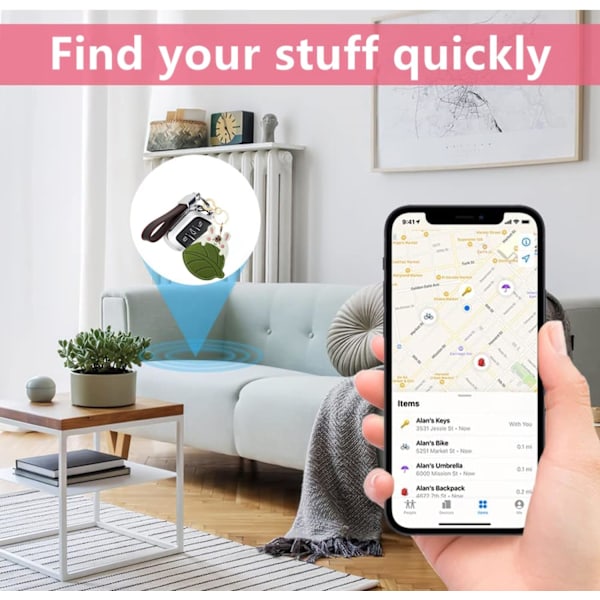 Læder nøgleringholder etui kompatibel med Apple AirTag, sød beskyttende Air Tag cover med nøglering, anti-scratch finder GPS tracker etui til Rabbit