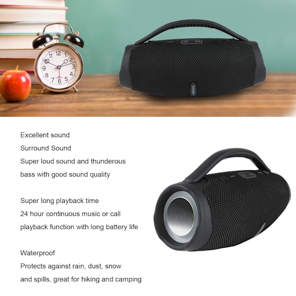 RGB Bluetooth-høyttaler, vanntett, lang batterilevetid, bærbar trådløs Bluetooth-høyttaler for utendørs, svart