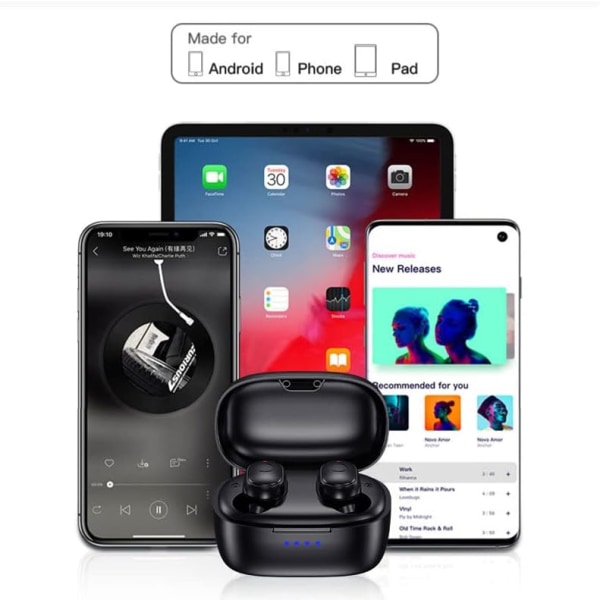 Langattomat nappikuulokkeet, Bluetooth-kuulokkeet mikrofonilla, 8 mm:n elementit, joissa on suuri stereobasso, IPX5-vedenkestävä, 35 tunnin toistoaika, yhteensopivat Bluetooth-kuulokkeet Pink