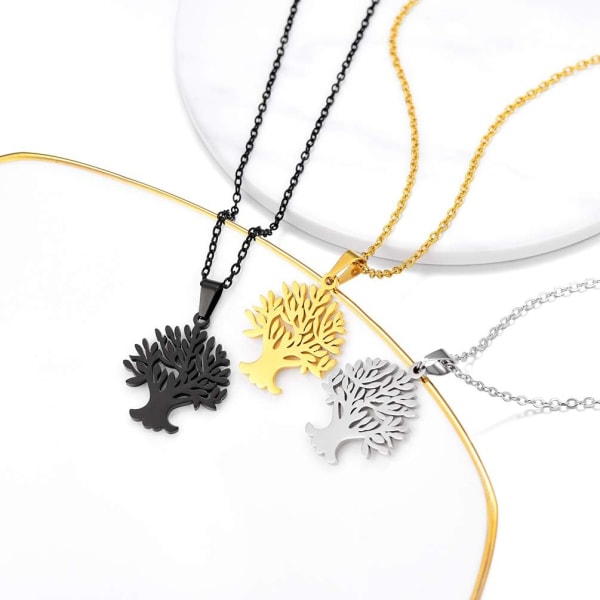 Livets tre-halskjede, Nature Spiritual Necklace, Family Tree Necklace, Herre- og dame-smykker, Kom med gaveeske gold tree