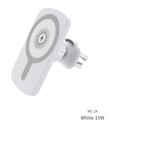Magnetisk trådlös billaddare, ventilerat instrumentbräda billaddningsställ-(WC-14-Vit 15W)(Ett set)