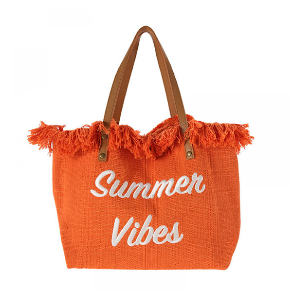 Kvinnors Strandväskor, Broderade Canvas Axelväskor, Enkla Crossbody Axelväskor (orange)