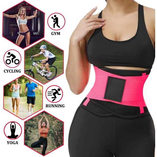 Midjetränare för kvinnor - Midjetrimmer - Slankning bälte - Sportbälte (UP Graded) Pink XL