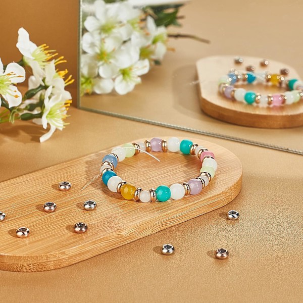 PandaHall 60st Mässing Silikon Slider Pärlor, 3 Färger 7mm Stopper Pärlor Slider Lås Stopper Pärlor för DIY Europeiska Armband Halsband