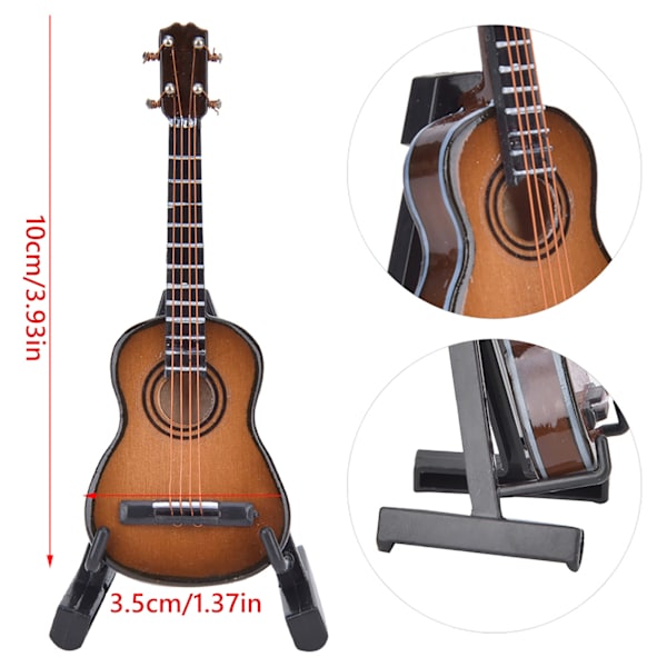 Miniatyr Klassisk Gitar Modell Mini Tre Gitar Skrivebord Dekorasjon Ornamenter Coffee