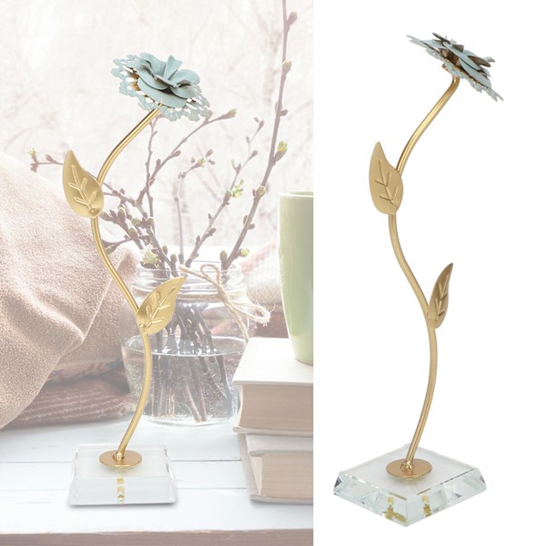 Blomsterbordpynt 16x6x6cm Jern Glass Attraktiv Dekorativ Metall Blomsterstatue for Spisebord Bad