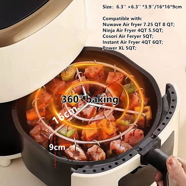 Airfryer kebabställ med 24 spett - Vertikalt ställ för jämn tillagning av kött, kyckling & grönsaker, passar de flesta grillar & ugnar 1-pack