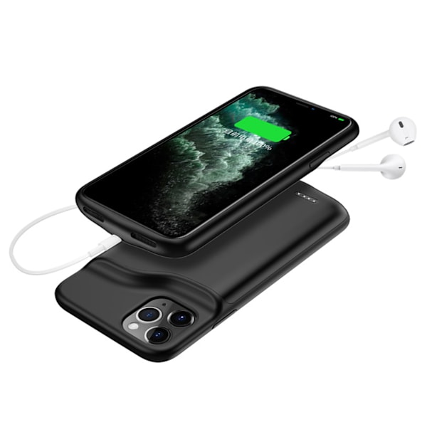 Batterifodral för telefon 6000mah 4 LED-indikator Inbyggt smart chip Bärbart telefonladdningsfodral för iPhone 11 Black