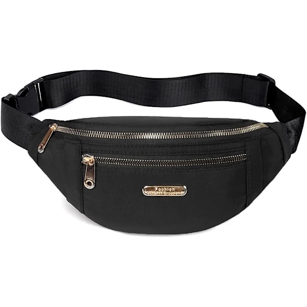 Fanny Packs Hofteveske for Kvinner, Vanntett Hofteveske med Justerbar Rem for Reise Sport Løping Black