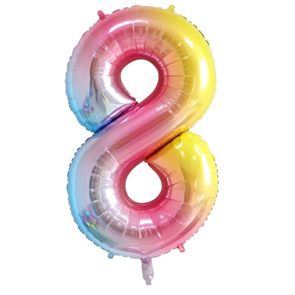 40 tum stora regnbåge nummer 8 folie Mylar helium ballonger för födelsedagsfest firande dekoration