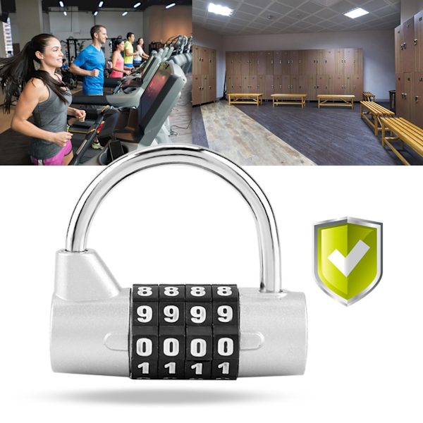 4-cifret kodekombination hængelås rejsekuffert fitnesscenter skab sikkerhedskode lås sølv