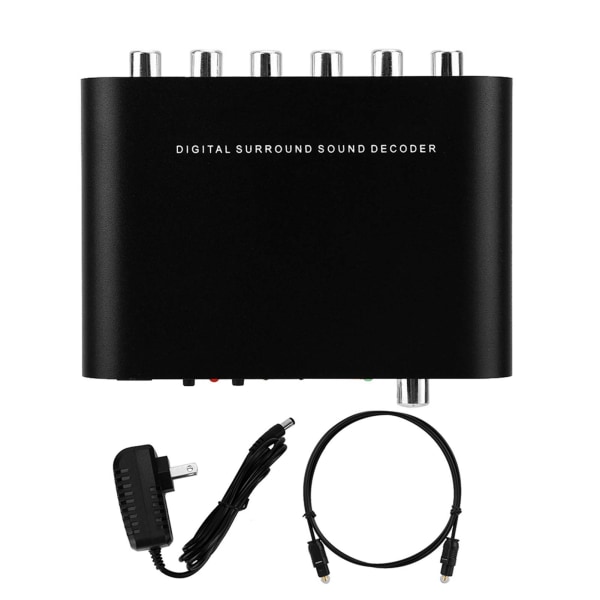 Digital DTS-kanaldekoder 5.1 lydkonverter optisk fiber koaksial lydadapter 110‑240V