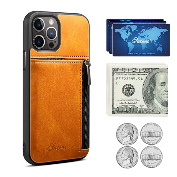 Plånboksfodral för iPhone 12/12 Pro, Slim PU Läder Baksida Skyddande Fodral Kortfack
