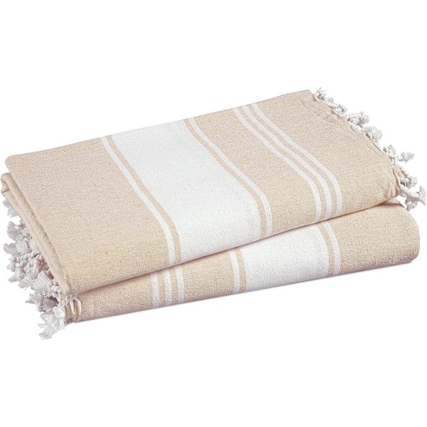 Stor Strandhandduk, 2-pack Turkiska Strandhanddukar, Lätta Strandhanddukar för Vuxna, 99x180 cm Extra Stora Poolhanddukar, Absorberande, Kv beige