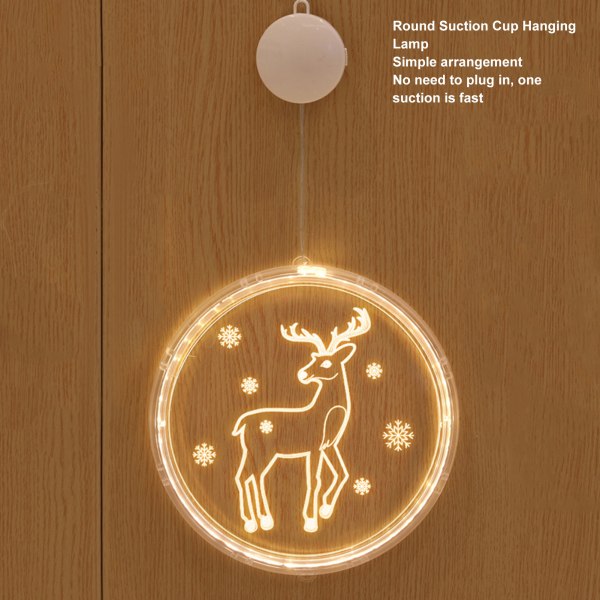 Jul 3D fönsterhängande ljus Klar textur Utsökt vacker akryl jul LED dekorativ fönsterlampa för hem