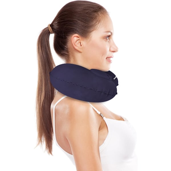 Oppustelig rejsepude, nakkepude til rejser, oppustelig nakkepude til rejser, flypude, oppustelig pude, flypude til nakke, talje, B Dark Blue
