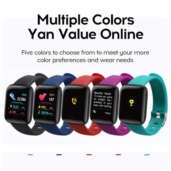 116 Plus Smart Watch 1,3 tums TFT färgskärm IP67 vattentät sport Smart Watch med Bluetooth meddelandepåminnelse Purple